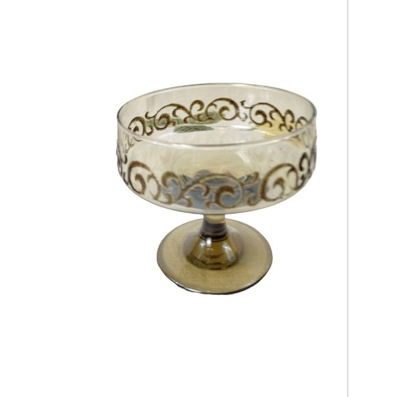 Vintage Libbey Brown Swirl 1970s Prado 2 Piece Champagne Goblets Dessert Bowls - Picture 3 of 16